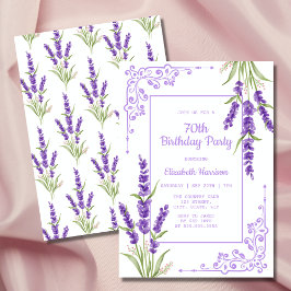 Convites Aniversário do Quadro Antiquado de Lavanda Roxo