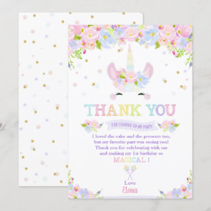 Convites Aniversário do Rainbow Pastel Floral Unicorn Obri