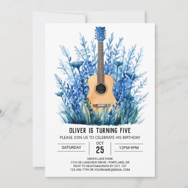 Convites Aniversário do Rapaz do Violão Acústico (Frente)
