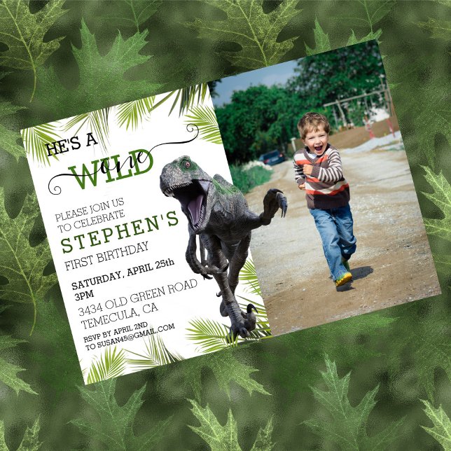Convites Aniversário do Raptor de Foto Jurássico do Dinossa (Criador carregado)