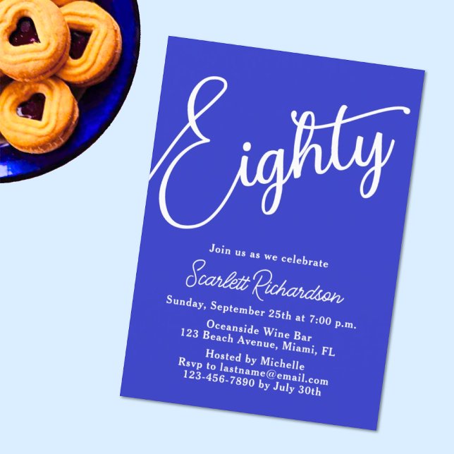 Convites Aniversário do Real 80 Azul com Letras de Oitenta  (Criador carregado)