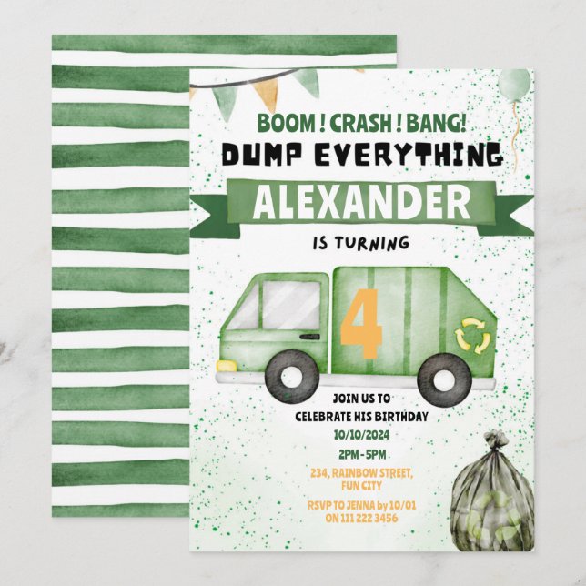 Convites Aniversário do Reciclagem de Lixo (Frente/Verso)