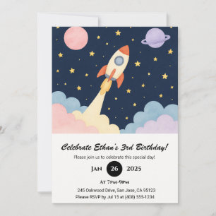 Convites Aniversário do Rocket Laing & Starry Night Sky