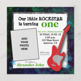 Convites Aniversário do Rockstar Boy da Guitarra e Estrelas