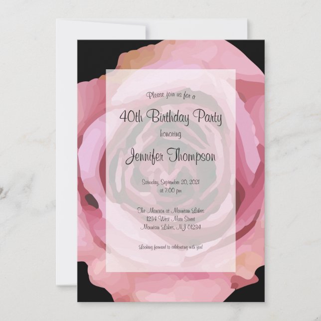 Convites Aniversário do Rosa Primavera Roxo Grande (Frente)