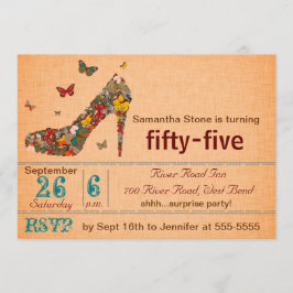 Convites Aniversário do salto alto das borboletas o 55th