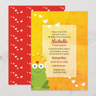 Convites Aniversário do Sapo da Princesa Vermelha e Amarel