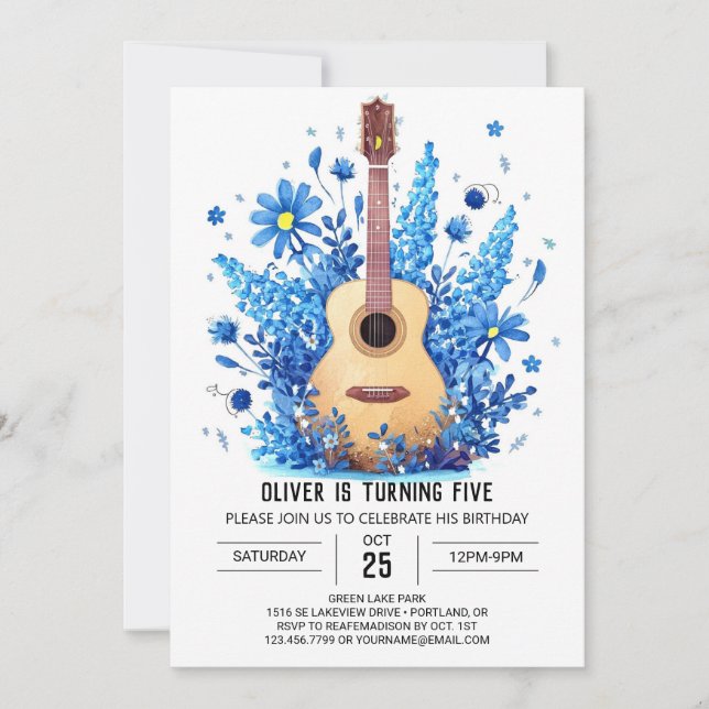 Convites Aniversário do Simples Guitarrista das Crianças (Frente)