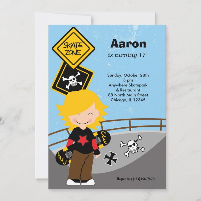 Convites Aniversário do Skateboard (Frente)