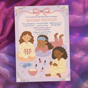 Convites Aniversário do Sleepover Pajama Party for Girls