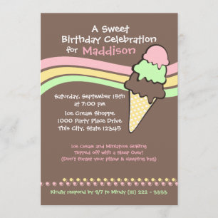 Convites Aniversário do sorvete e dormir