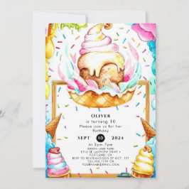 Convites Aniversário do Sorvete Mágico Personalizado
