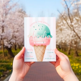 Convites Aniversário do Sorvete Rosa