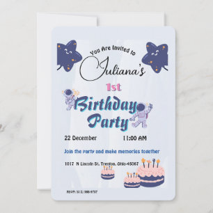 Convites Aniversário do Space Explorer - Astronautas e Estr