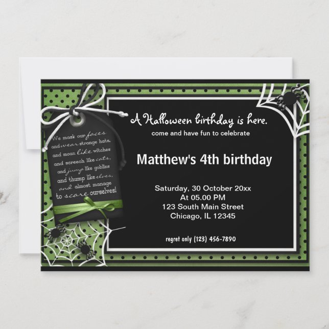 Convites Aniversário do Spider Halloween (Frente)