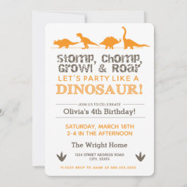 Convites Aniversário do Stomp Chomp Growth and Roar Dinosau