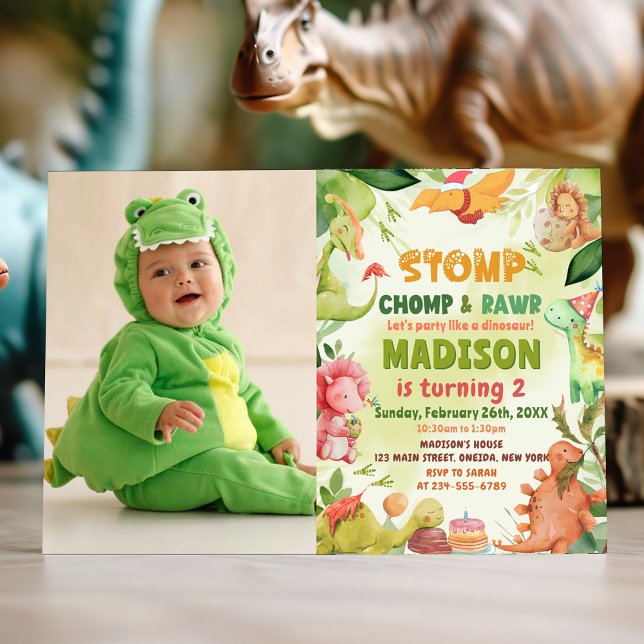 Convites Aniversário Do Stomp E Do Roar Greenere Dinossauro (Criador carregado)