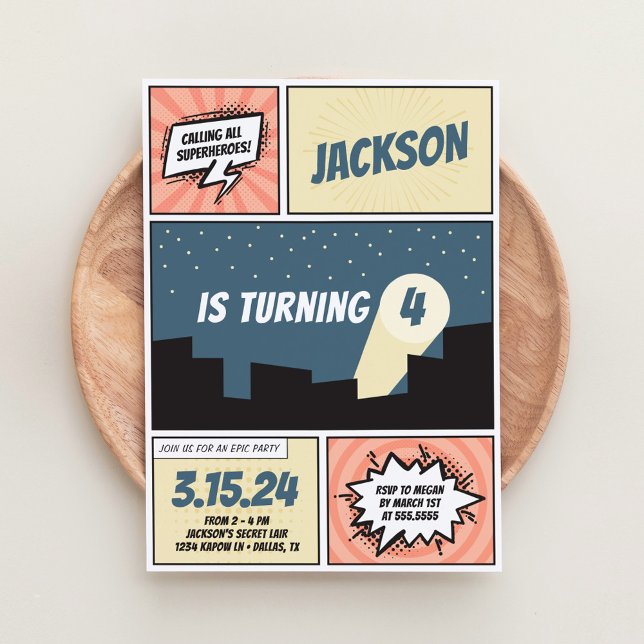 Convites Aniversário do Super Herói da Banda Cômica (Criador carregado)