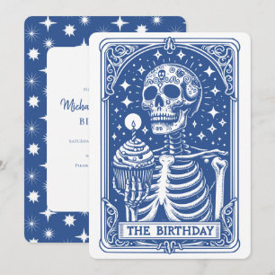 Convites Aniversário do Tarot Esqueleto Azul