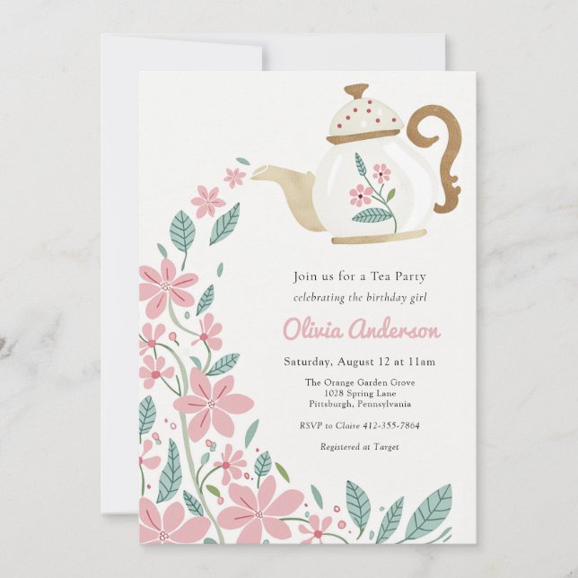 Convites Aniversário do Tea Party (Frente)
