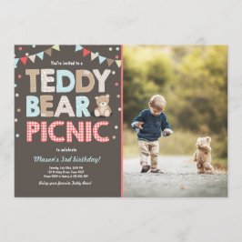 Convites Aniversário do Teddy Bear Picnic Boy Azul