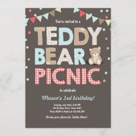 Convites Aniversário do Teddy Bear Picnic Boy Azul