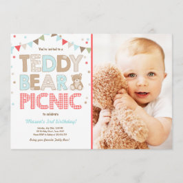 Convites Aniversário do Teddy Bear Picnic Boy Azul