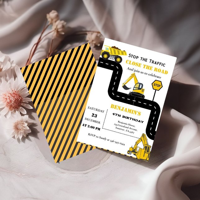 Convites Aniversário do tema construção do caminhão (Criador carregado)