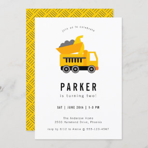 Convites Aniversário do Tema de Construção de Caminhão