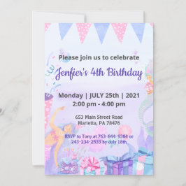 Convites Aniversário do Tema do Bebê Roxo