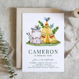 Convites Aniversário do Tema Hippo Safari da Tribal com Aqu