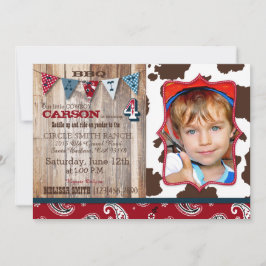 Convites Aniversário do Tema Ocidental do Cowboy Red Bandan