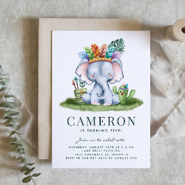 Convites Aniversário do Tema Safari do Elefante Tribal de A