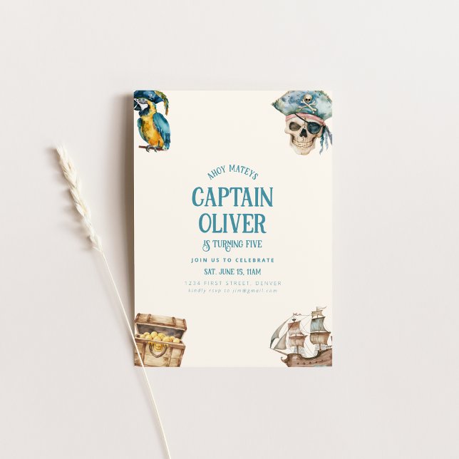 Convites Aniversário do Tesouro de Navio Pirata (Criador carregado)
