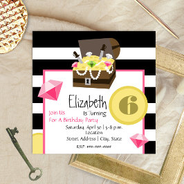 Convites Aniversário do Tesouro Pirata - Moedas do Peito e 