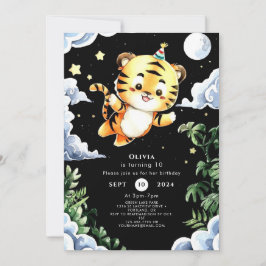 Convites Aniversário do Tigre de Aquarela Personalizado