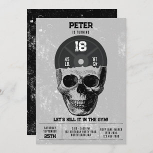 Convites Aniversário do Treino do Crânio em Placa de Peso
