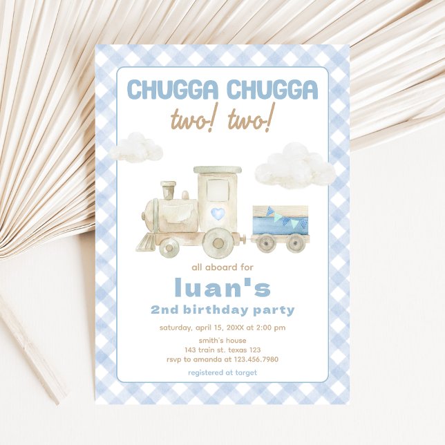 Convites Aniversário do Trem Chugga Chugga  (Train Boy Birthday Party Invitation)