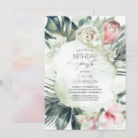 Aniversário do Tropical Beach Greenery and Flowers