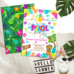 Convites Aniversário do Tropical Havaiano Luau Party Kid<br><div class="desc">Festa de Luau! Aloha Tropical Hawaiian Luau Party Aniversário com polo totem Tiki,  abacaxi,  palmeiras e flores havaianas.</div>