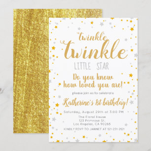 Convites Aniversário do Twinkle Star Silver e Meninas Doura