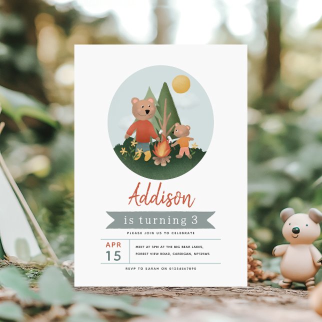 Convites Aniversário do Ursinho Teddy no Bosque Florestal (Criador carregado)