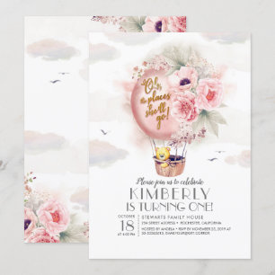 Convites Aniversário do Urso de Teddy e do Balão de Ar Qu