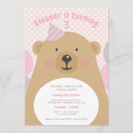 Convites Aniversário do Urso de Teddy Fofinho Bonito