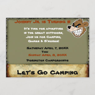 Convites Aniversário do Urso Grizzly Campout