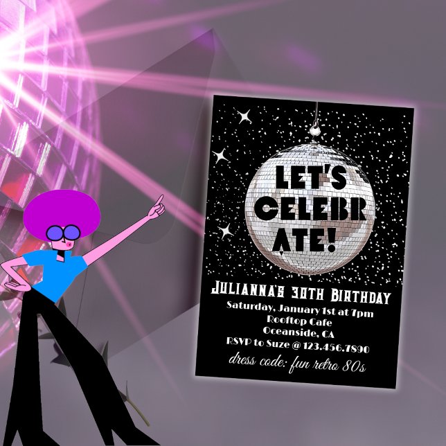 Convites Aniversário do Vamos Celebrate Retro 80s (Let's Celebrate 30th Birthday Invitations)