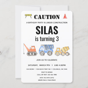 Convites Aniversário do Veículo de Construção