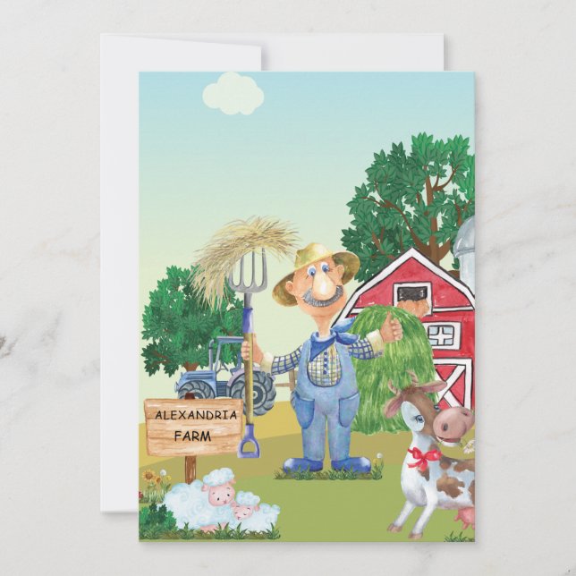 Convites Aniversário do velho MacDonald Personalizado (Frente)