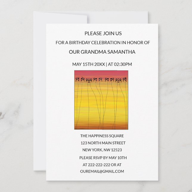 Convites Aniversário do verão tropical giro e bonito (Frente)