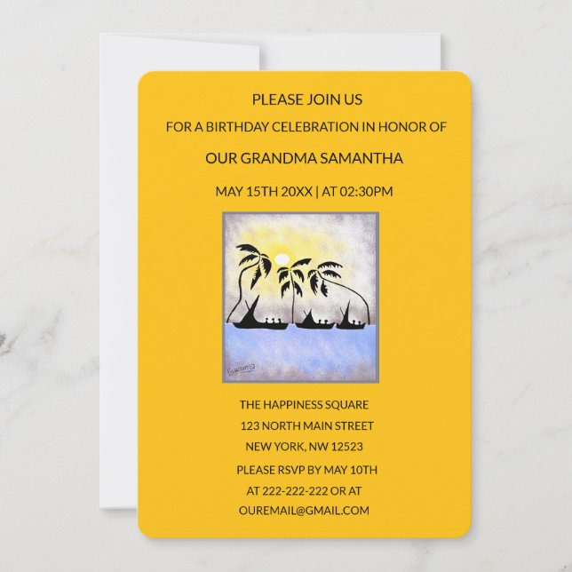 Convites Aniversário do verão tropical giro e bonito (Frente)